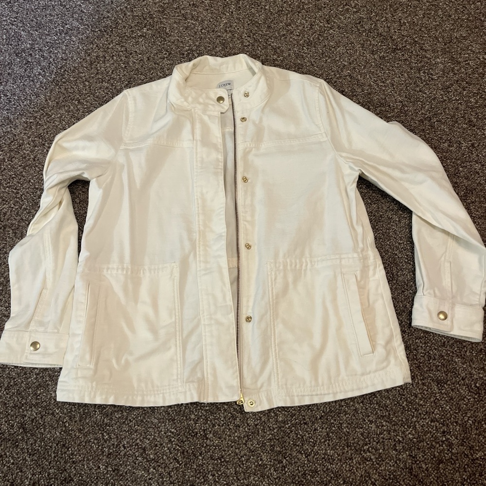 J. Crew Cream Button-Up/Zipper Jacket